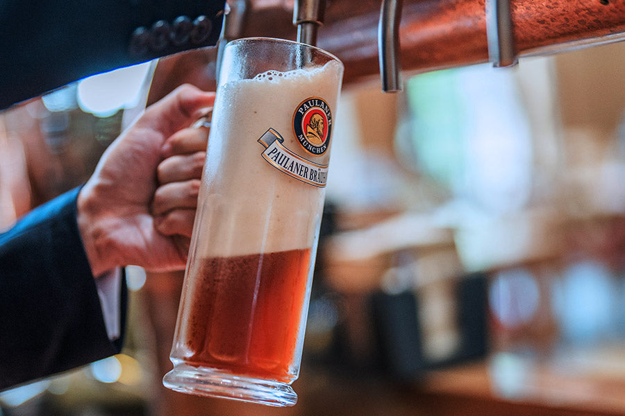 image of beer poured on Paulaner Brauhaus Singapore glass