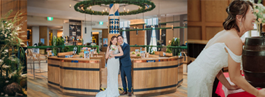 scrolling banner of wedding event at Paulaner Brauhaus Singapore