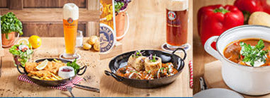 scrolling banner img of foods served at Paulaner Brauhaus Singapore